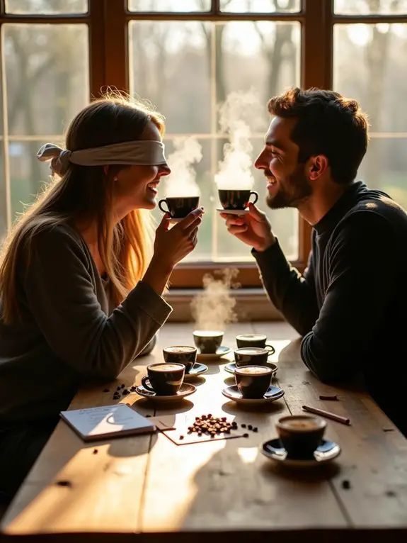 blindfolded coffee tasting fun
