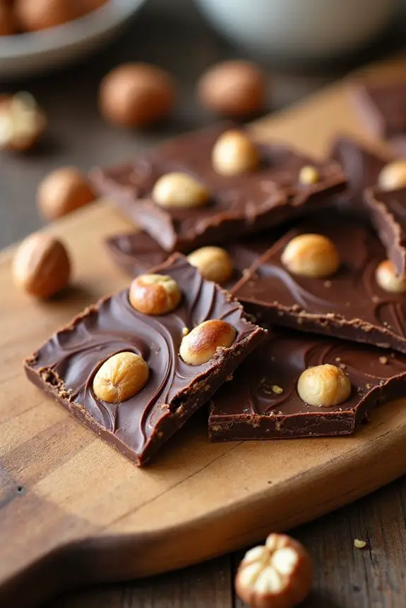 melt chocolate fold hazelnuts